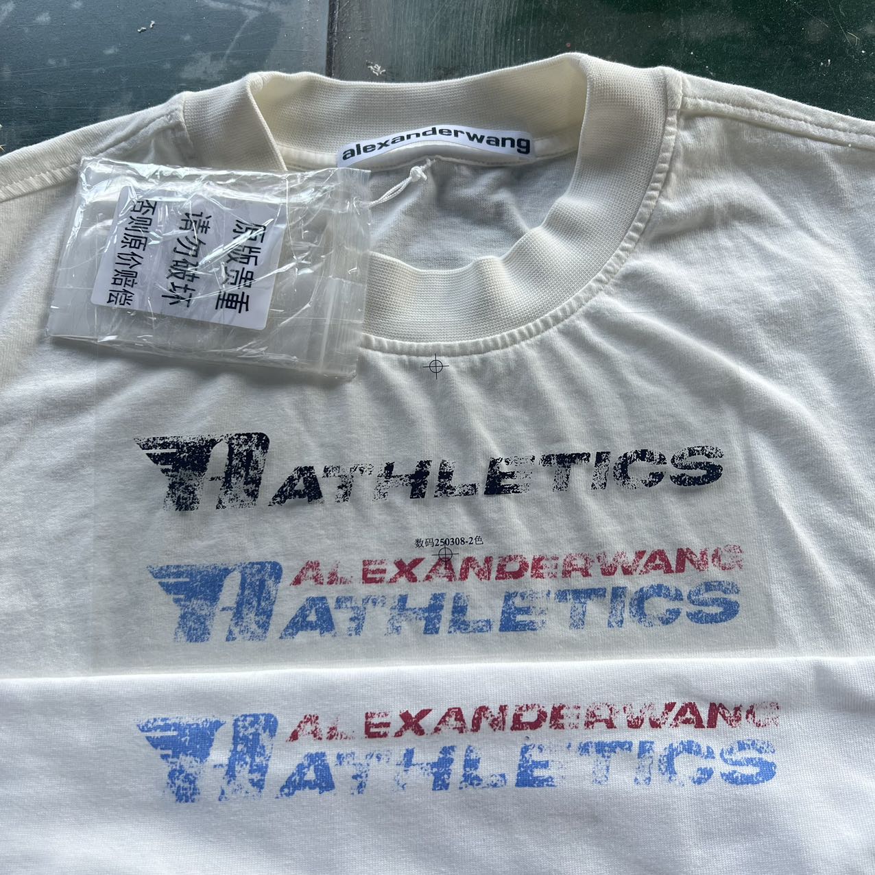 alexanderwang Unisex Logo-Print Cotton T-Shirt  (UCC2251835120-Retro white）