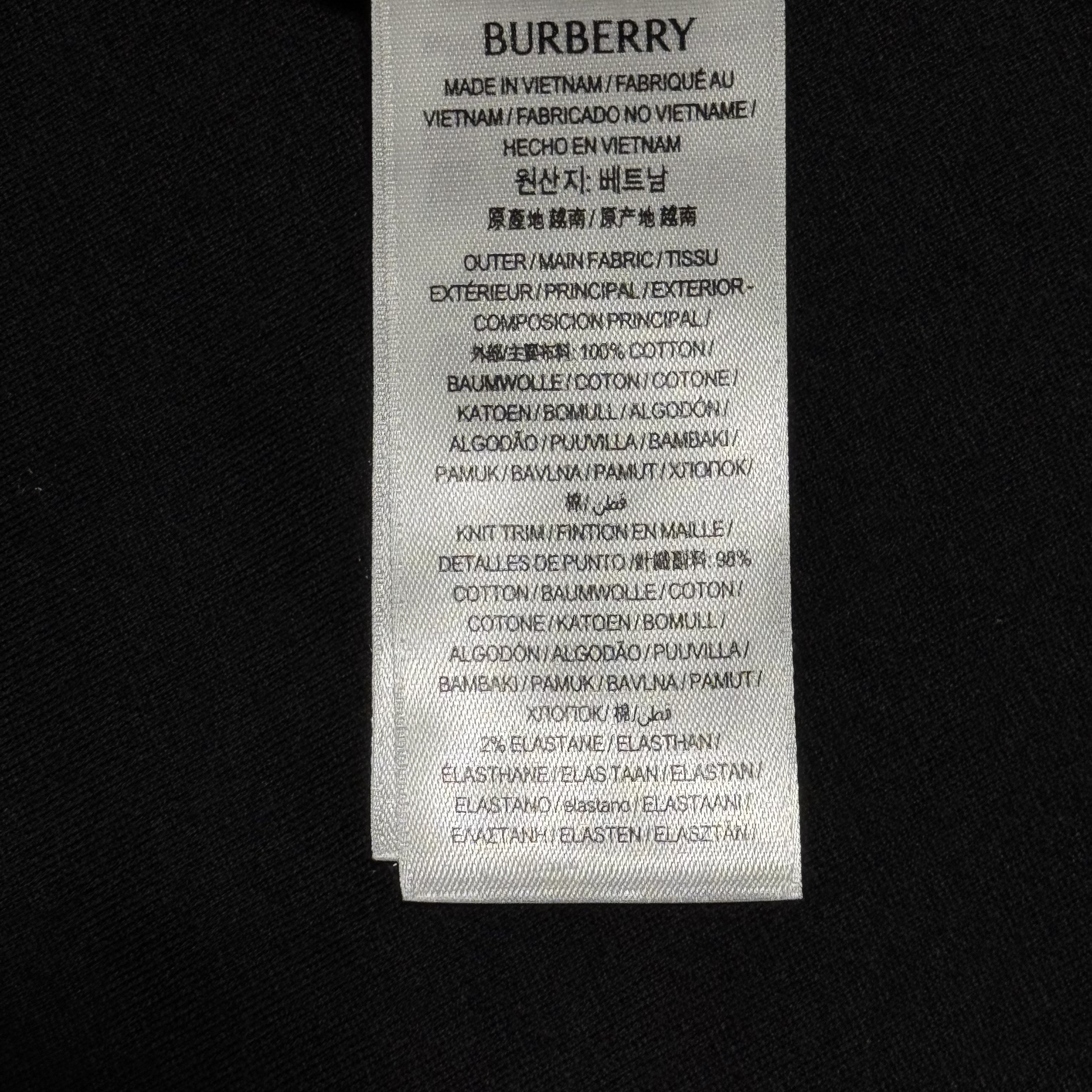 Burberry Check Trim Cotton T-shirt in Black （81062481）