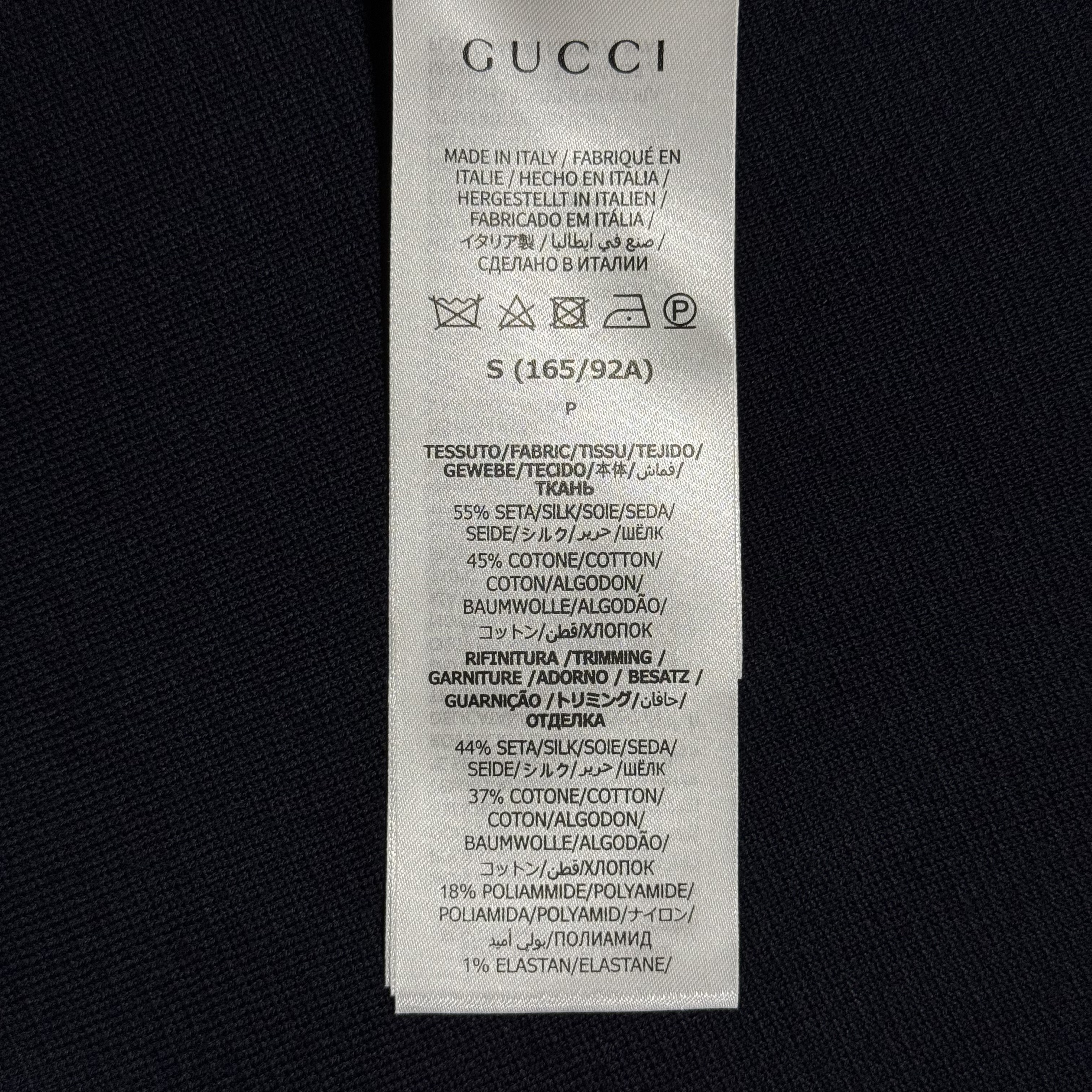 GUCCI Silk and cotton blend T-shirt with intarsia logo（787736XKD2A 4137）