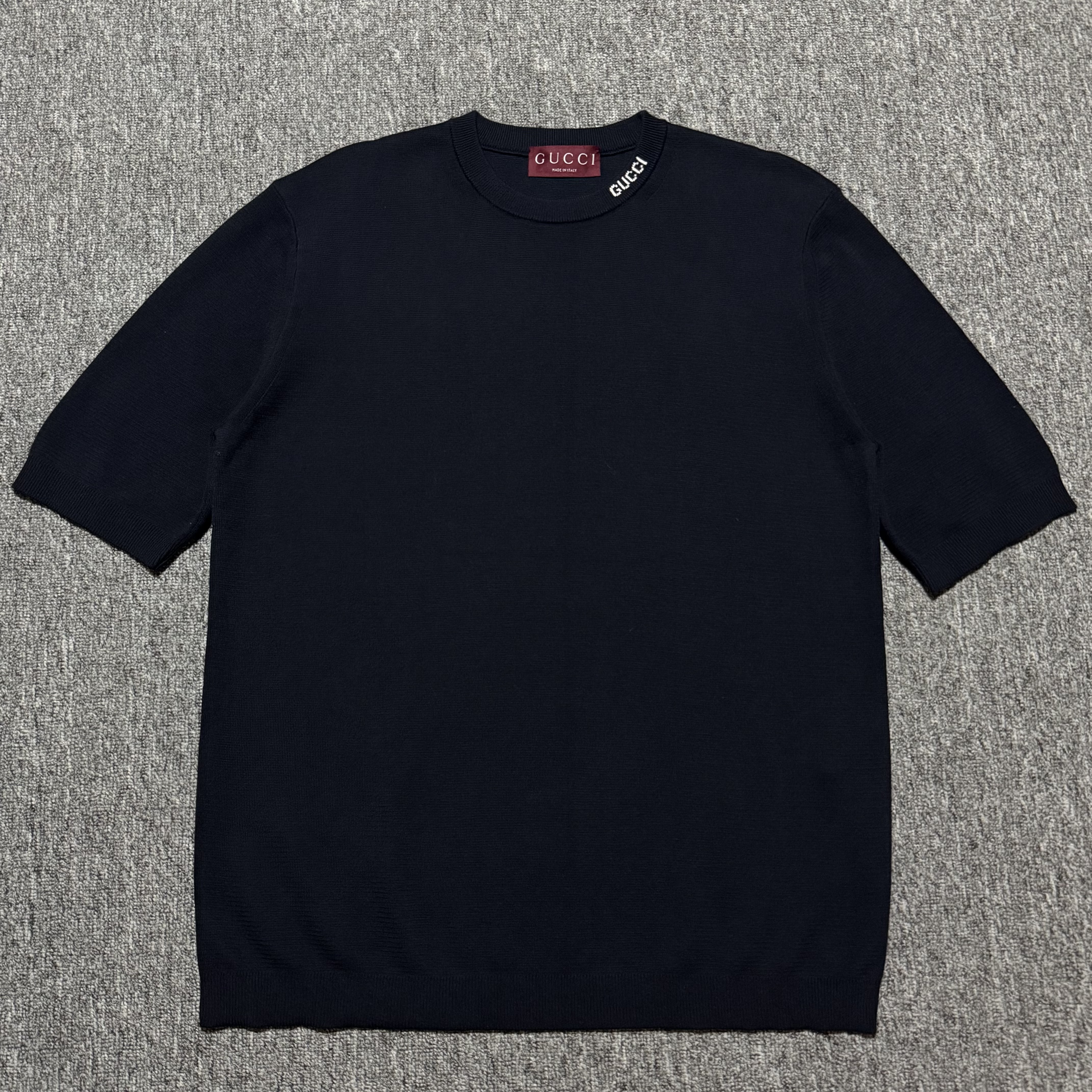 GUCCI Silk and cotton blend T-shirt with intarsia logo（787736XKD2A 4137）