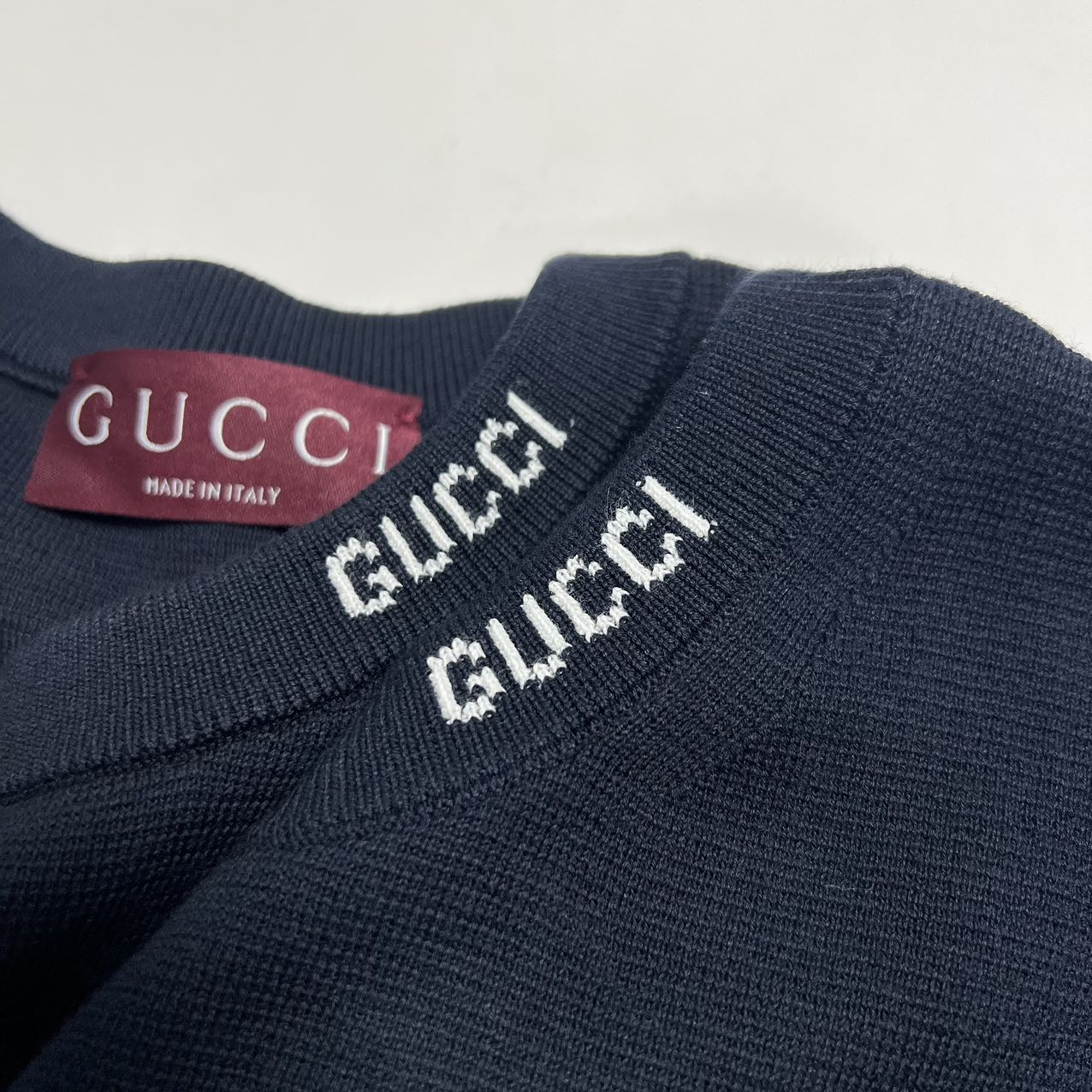 GUCCI Silk and cotton blend T-shirt with intarsia logo（787736XKD2A 4137）