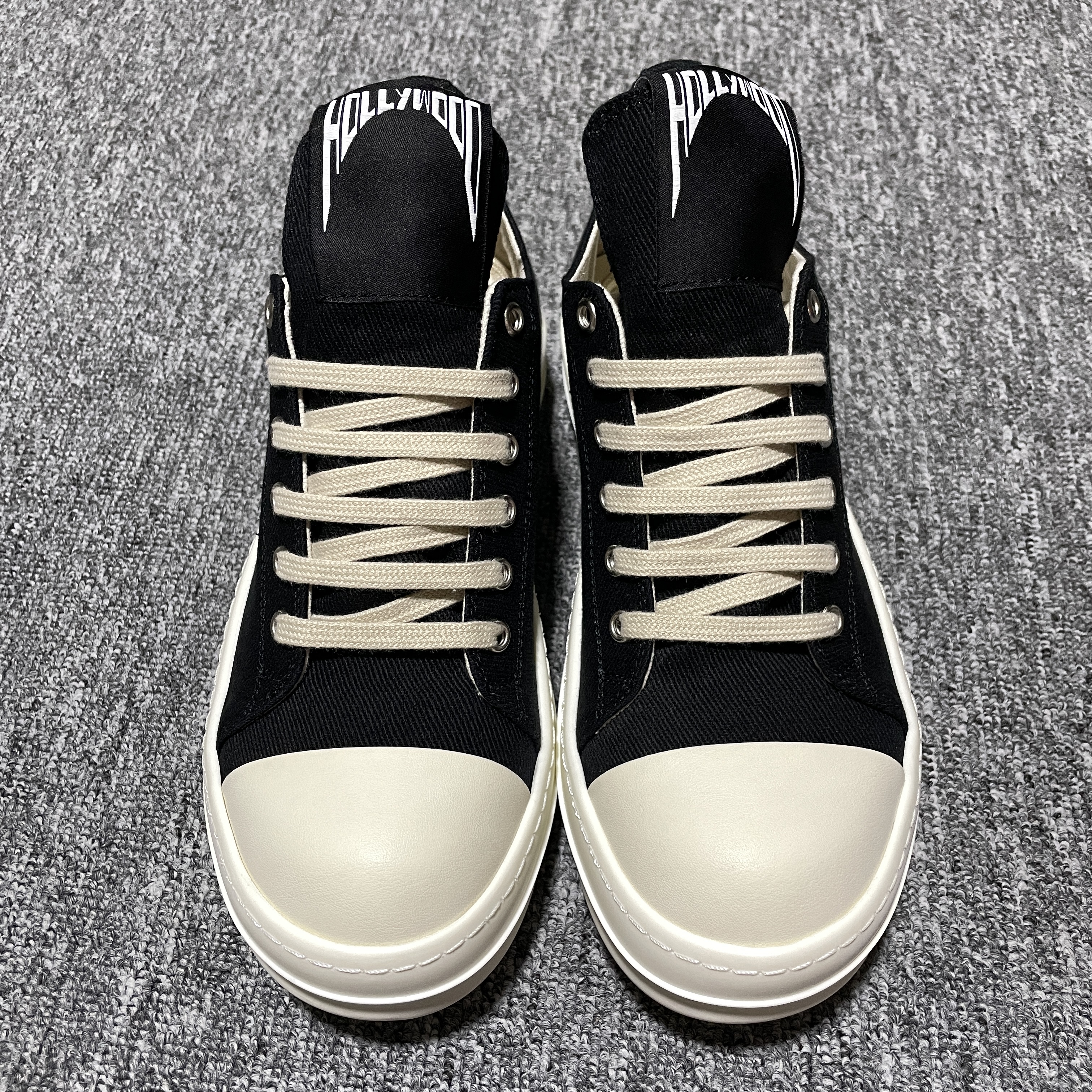 Rick Owens DRKSHDW Hollywood Low Sneaks "Black/Milk/Milk" (DU01E3802DOEH1-911)