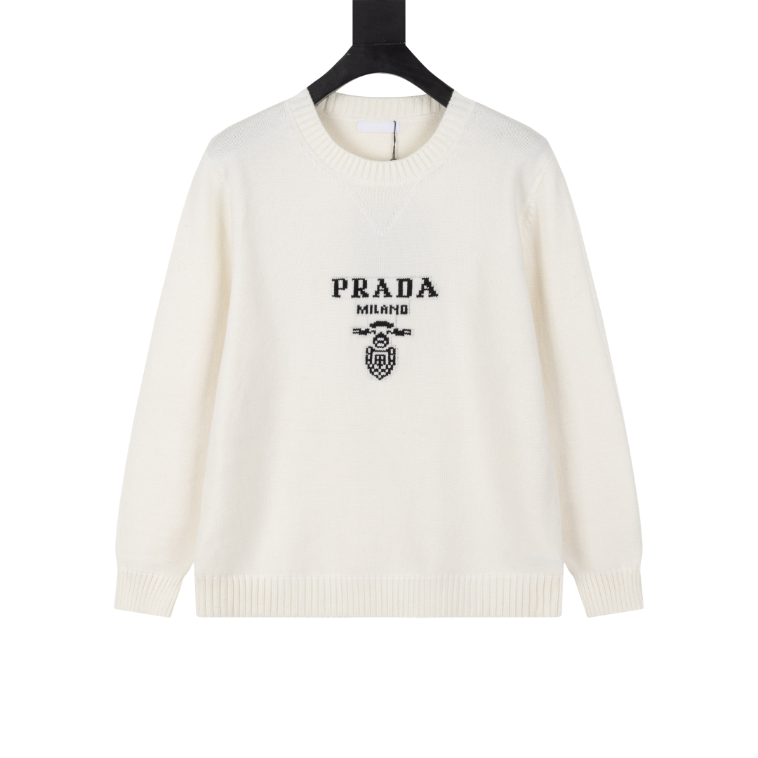 PRADA Wool x cashmere crew neck sweater (UMB223-1YMW-F0K74-S-211）