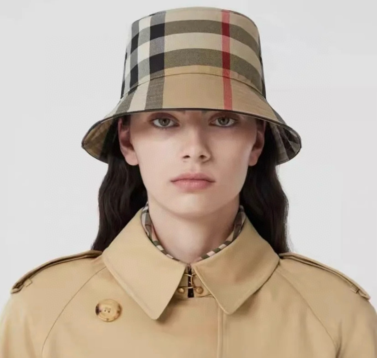 BURBERRY PEDORAS (Check Cotton Bucket Hat (8050065))（8050065）