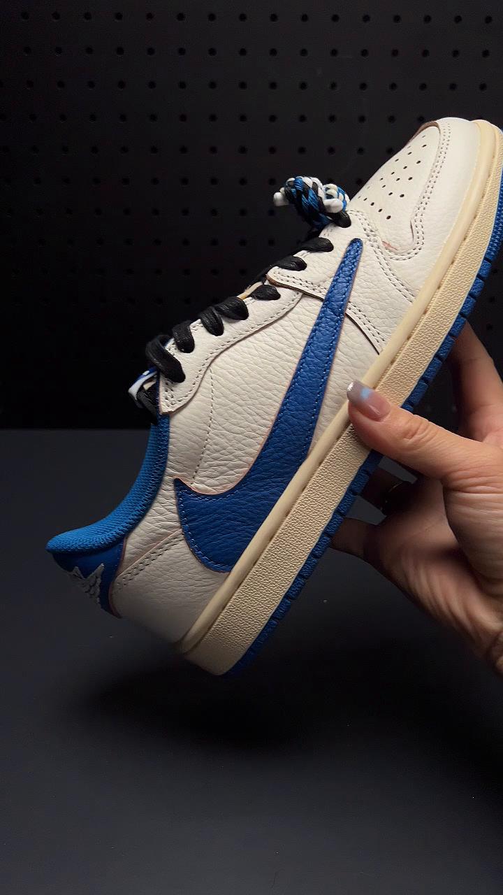 【LJR】Travis Scott × Fragment × Nike Air Jordan 1 Low OG "Sail/Military Blue" LJR (DM7866-104)