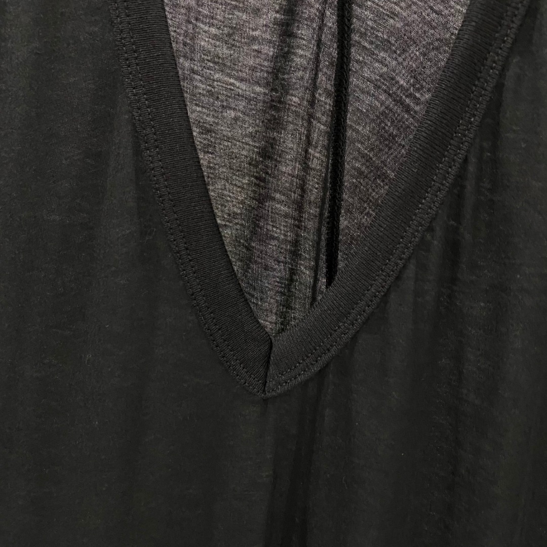 RICK OWENS SS26 TEMPLE OVERSIZE EXTREME V NECK IN BLACK LIGHTWEIGHT RASATO KNIT（RU01F2611 M）