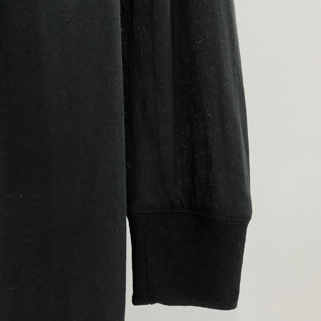 RICK OWENS SS26 TEMPLE OVERSIZE EXTREME V NECK IN BLACK LIGHTWEIGHT RASATO KNIT（RU01F2611 M）