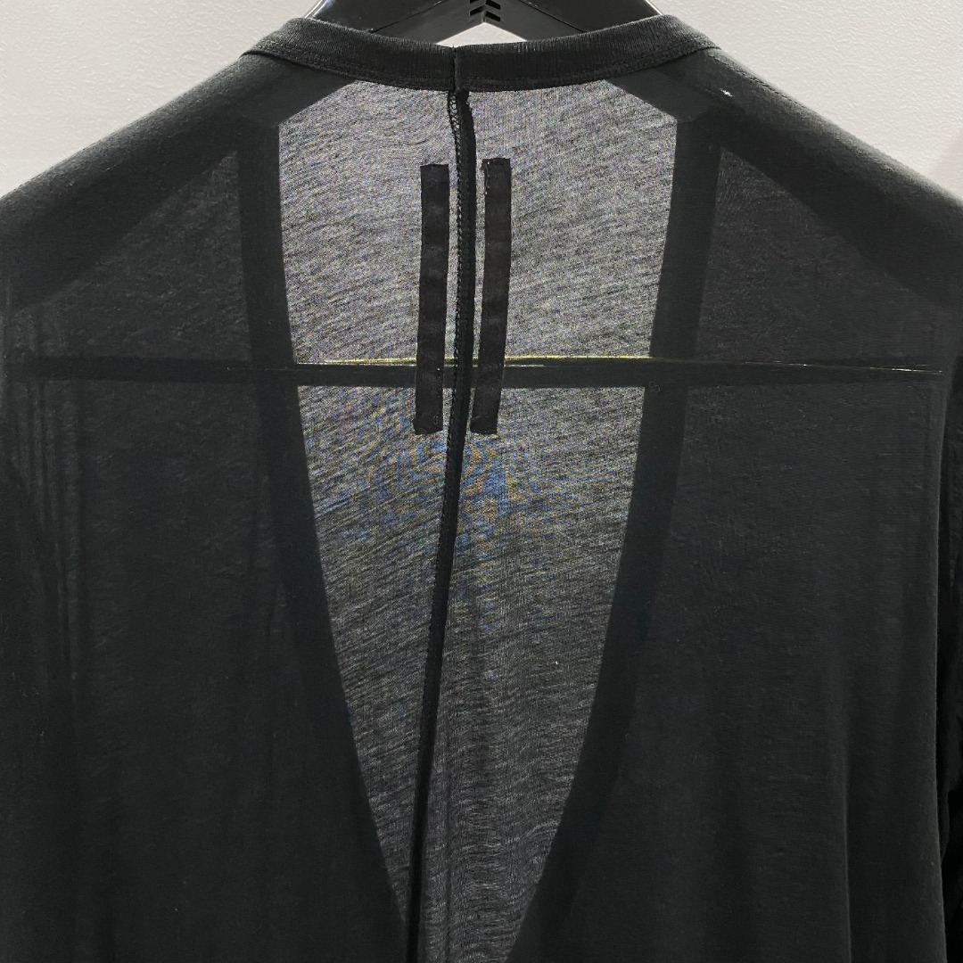 RICK OWENS SS26 TEMPLE OVERSIZE EXTREME V NECK IN BLACK LIGHTWEIGHT RASATO KNIT（RU01F2611 M）