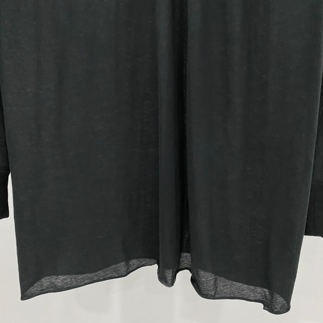 RICK OWENS SS26 TEMPLE OVERSIZE EXTREME V NECK IN BLACK LIGHTWEIGHT RASATO KNIT（RU01F2611 M）