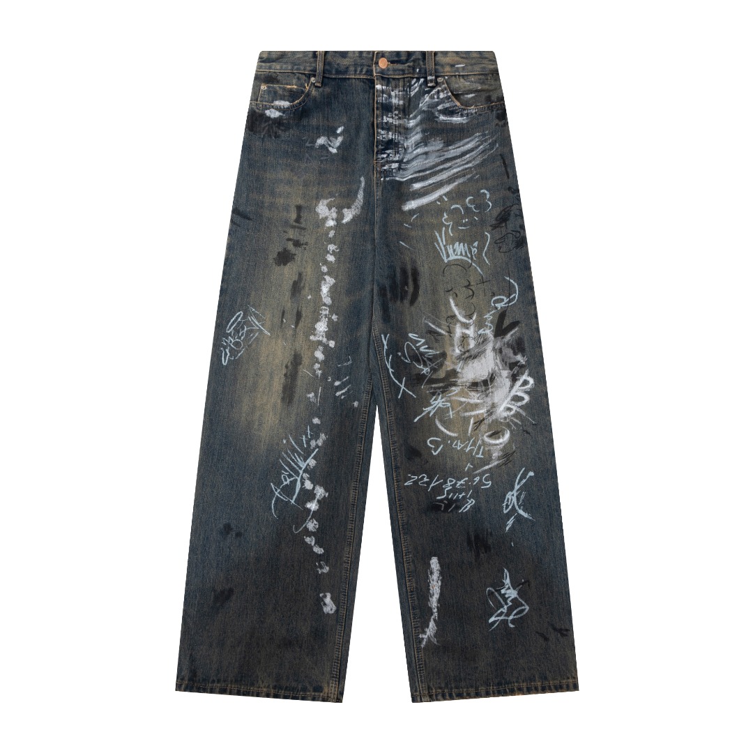 Balenciaga Blue Relaxed Distressed Jeans (745223TNW654036）