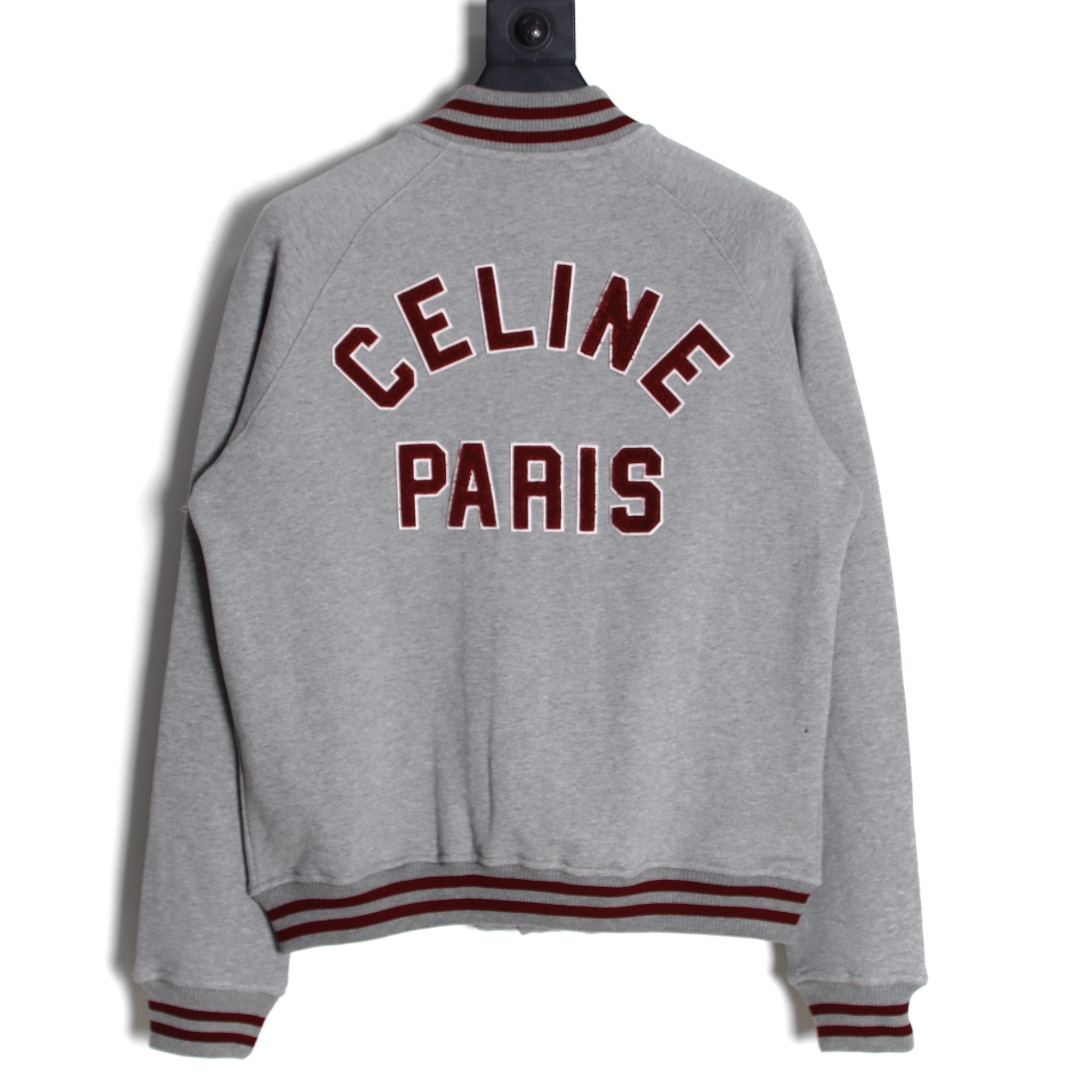 CELINE TEDDY COLLEGE JACKET IN COTTON FLEECE (2Y16D345F.09XO）
