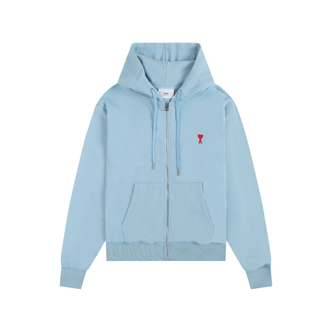 AMI  Heart Logo Zip-Up Hoodie（USW415747055）