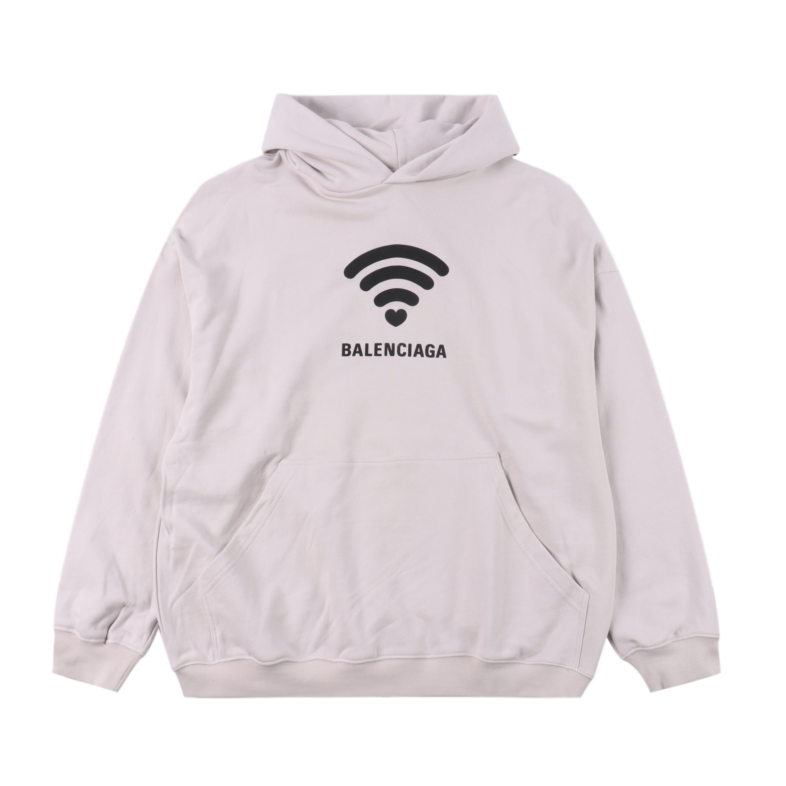 Balenciaga Tape Type Ripped Pocket Hoodie Oversized in black curly fle