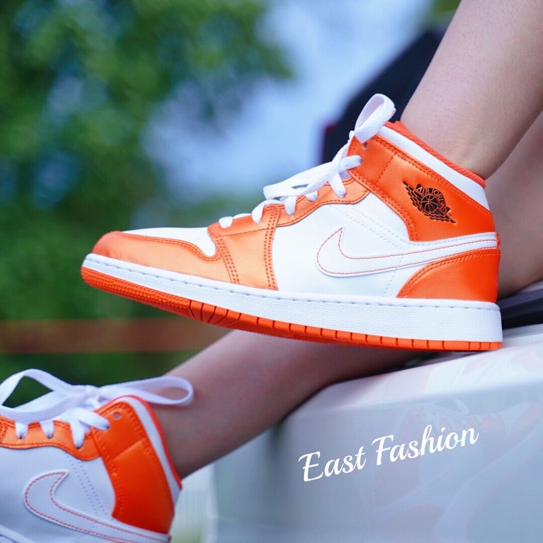 Nike Air Jordan 1 Mid SE Electro Orange Black White DM3531-800 & DM4228 800