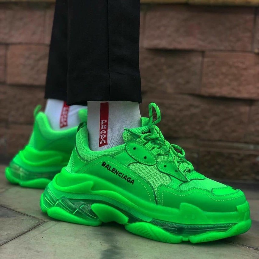 BALENCIAGA Balenciaga Triple S Neon Green Clear Sole Sneakers For Men - Buy BALENCIAGA  Balenciaga Triple S Neon Green Clear Sole Sneakers For Men Online at Best  Price - Shop Online for