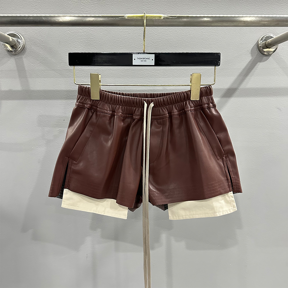 Rick Owens Womens Leather Boxer Shorts Black（RP01B4316 LLP 09）