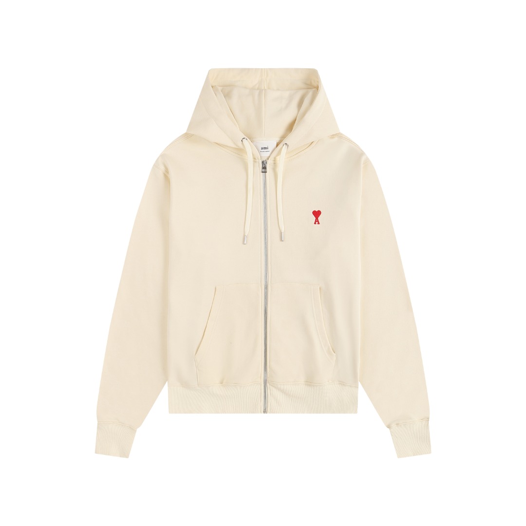 AMI  Heart Logo Zip-Up Hoodie（USW415747055）