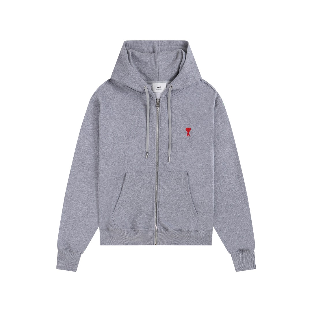 AMI  Heart Logo Zip-Up Hoodie（USW415747055）