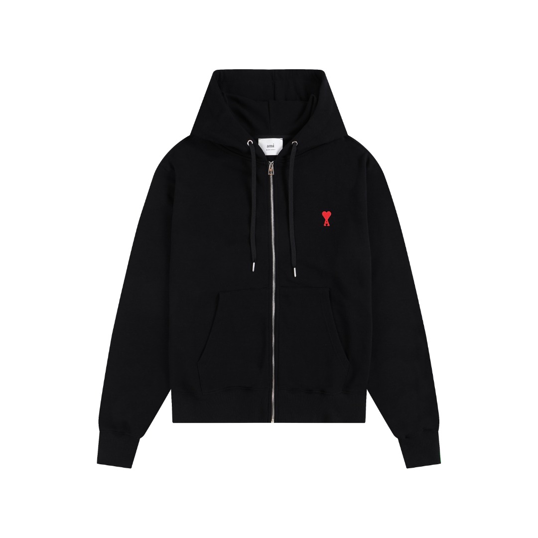 AMI  Heart Logo Zip-Up Hoodie（USW415747055）