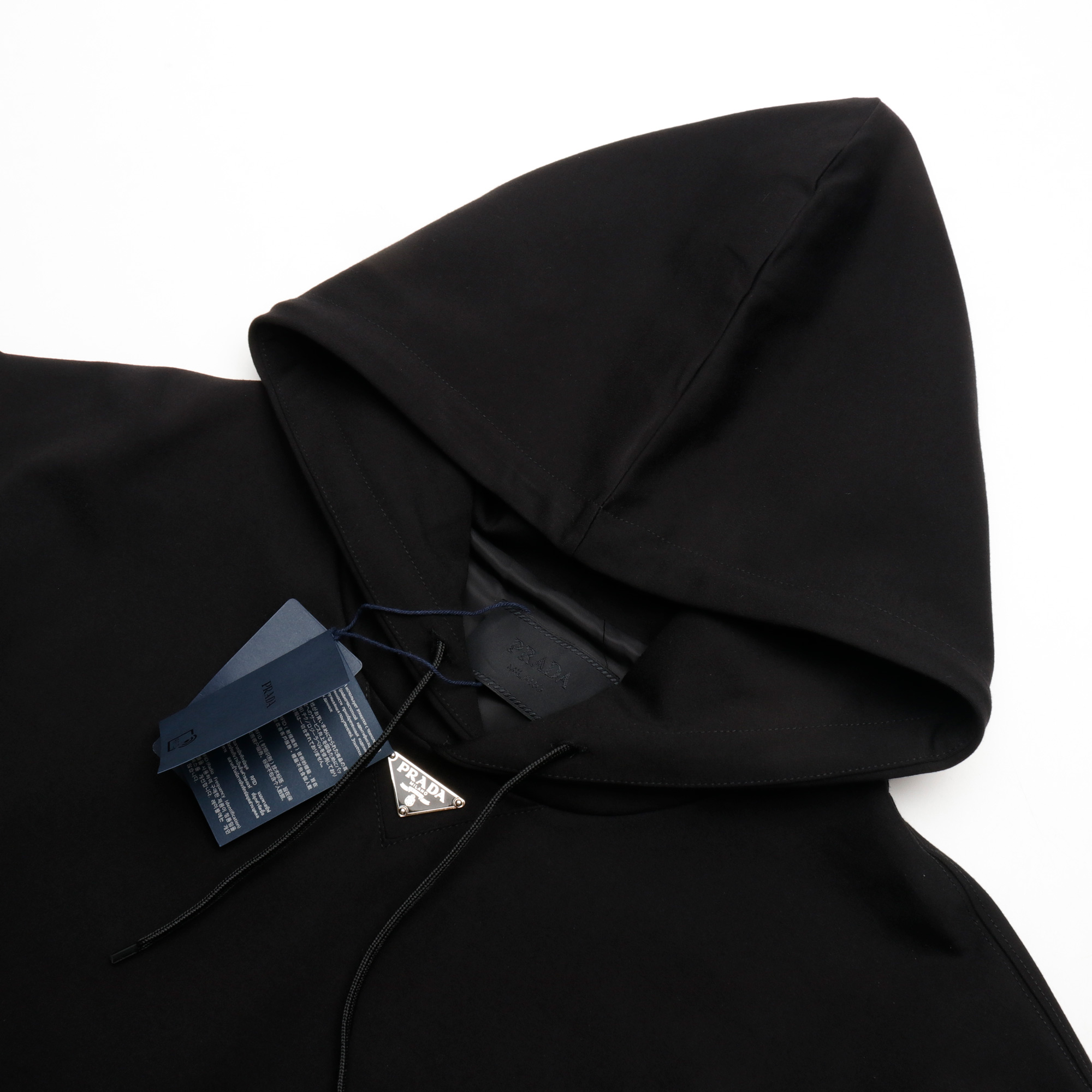 PRADA Cotton Fleece Hoodie Black (UJL45B-11CC-F0002-S-OOO）