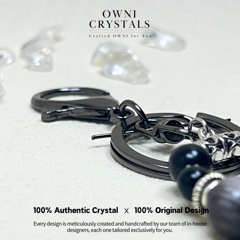 Stone of Protection Silver Obsidian Natural charm crystal keychain bag charm unisex