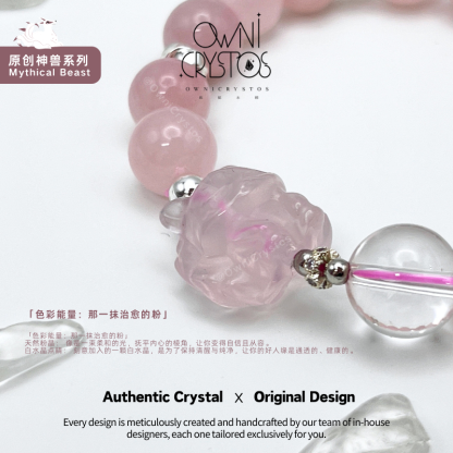 Love Wealth Nine Tail Fox Natural crysstal bracelet for woman clear rose quartz