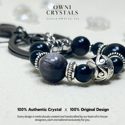Stone of Protection Silver Obsidian Natural charm crystal keychain bag charm unisex