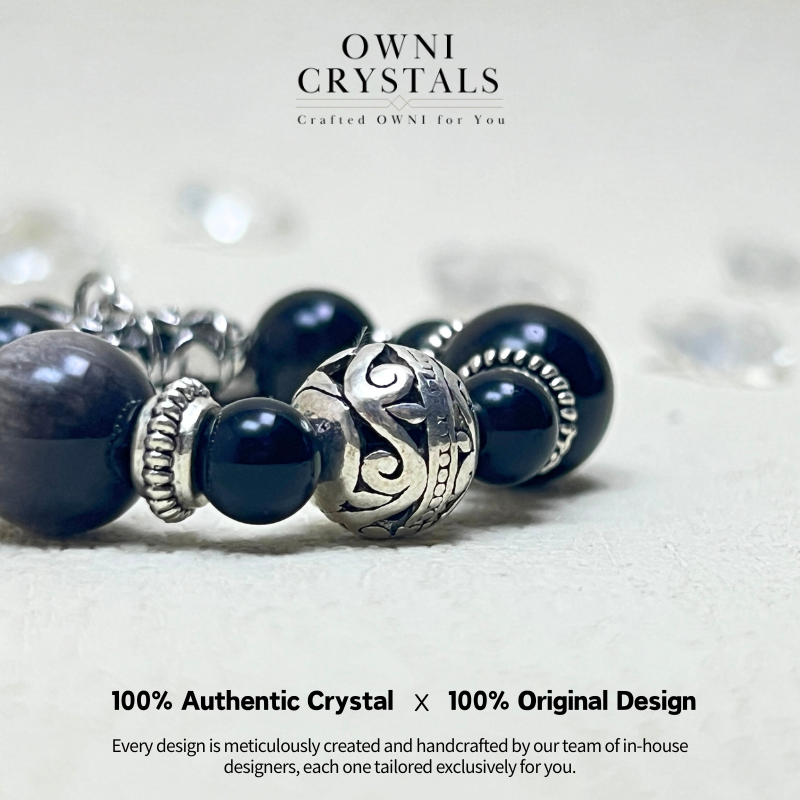 Stone of Protection Silver Obsidian Natural charm crystal keychain bag charm unisex