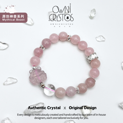 Love Wealth Nine Tail Fox Natural crysstal bracelet for woman clear rose quartz
