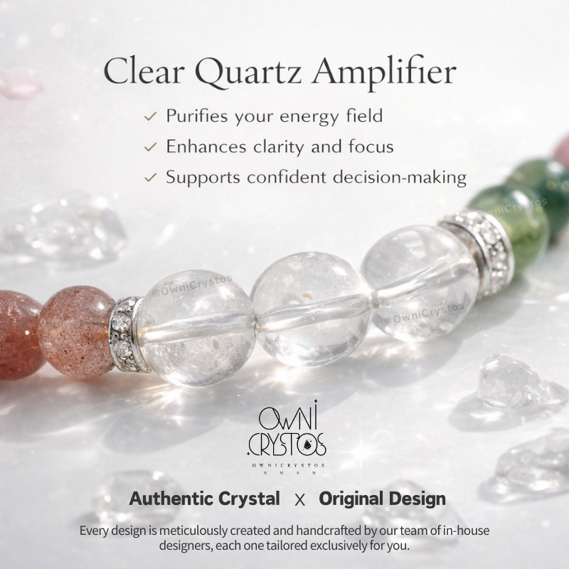 Wealth PiXiu Malachite Strawberry Clear Quartz Prehnite Natural crystal bracelet woman