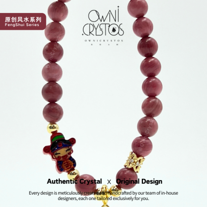 2026 Fortune Booster Relief Stress Rhodonite Natural crystal bracelet for woman