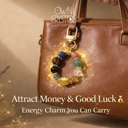 Fortune Turtle Five Elements Natural crystal Bag Charm Keychain unisex gift present