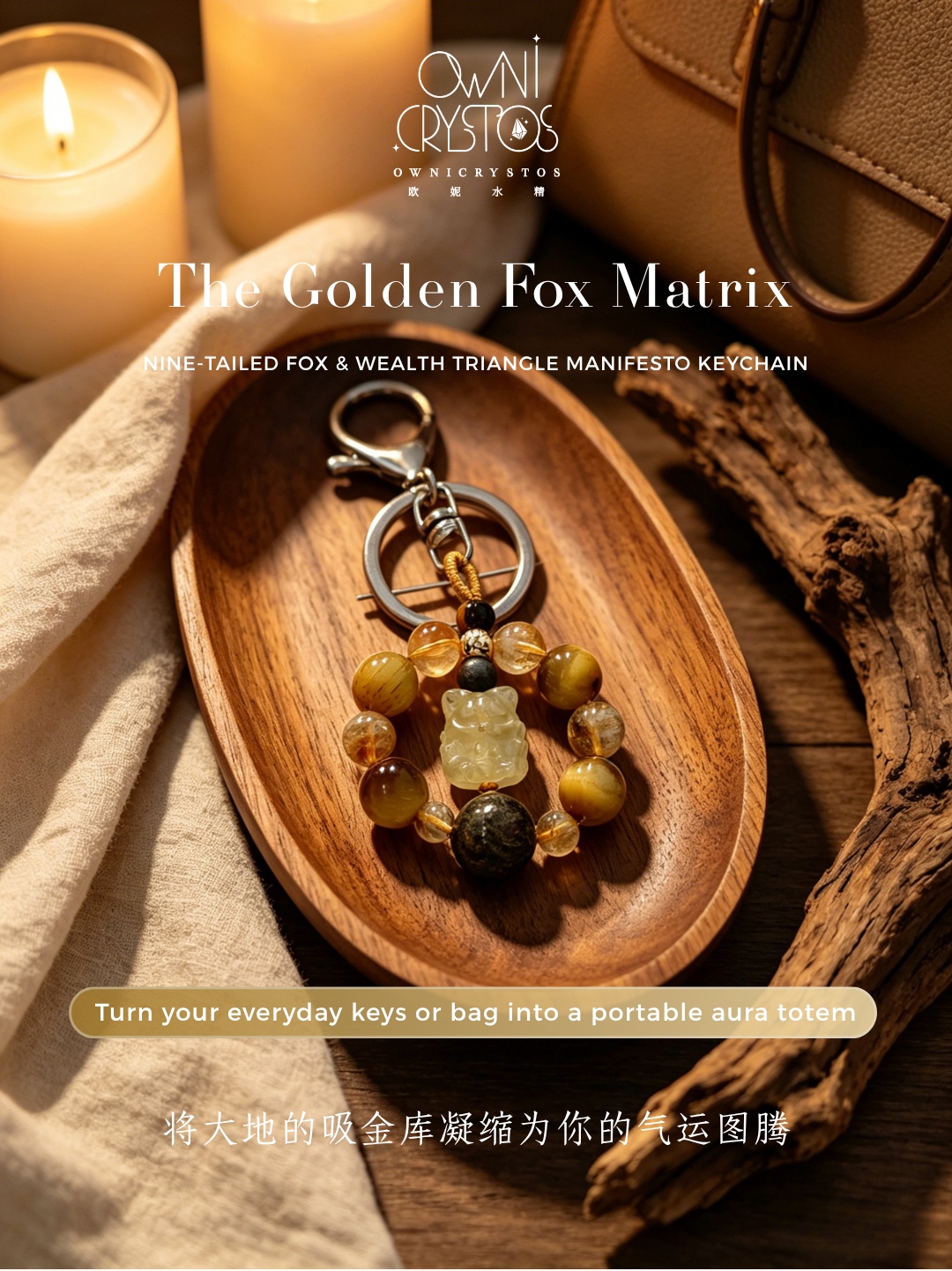 Nine Tail Fox Wealth Courage Pyrite Tiger Eyes Citrine Natural