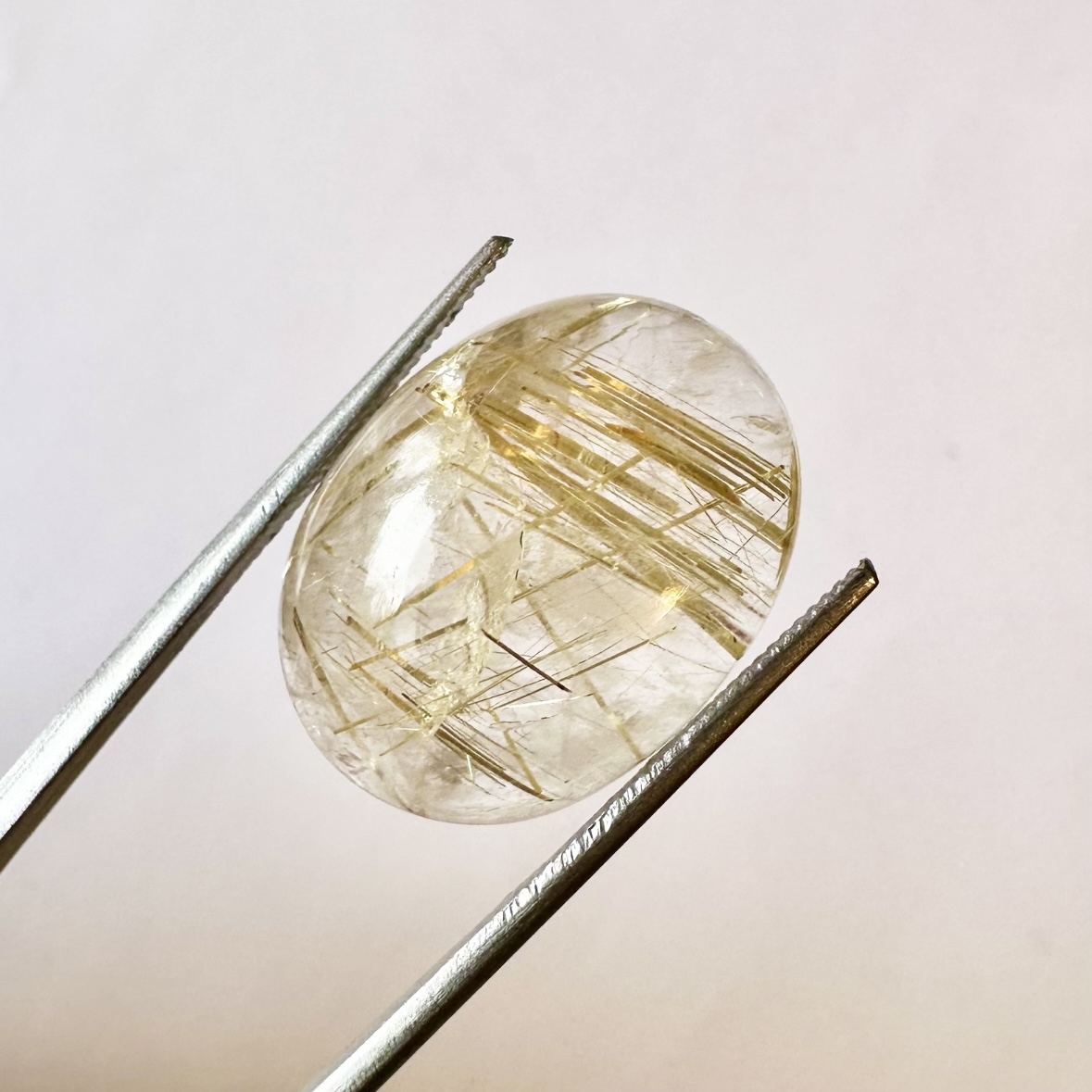 Clear Golden Rutilated Quartz Oval 20mm x 15mm &ndash; Honour Jewellery