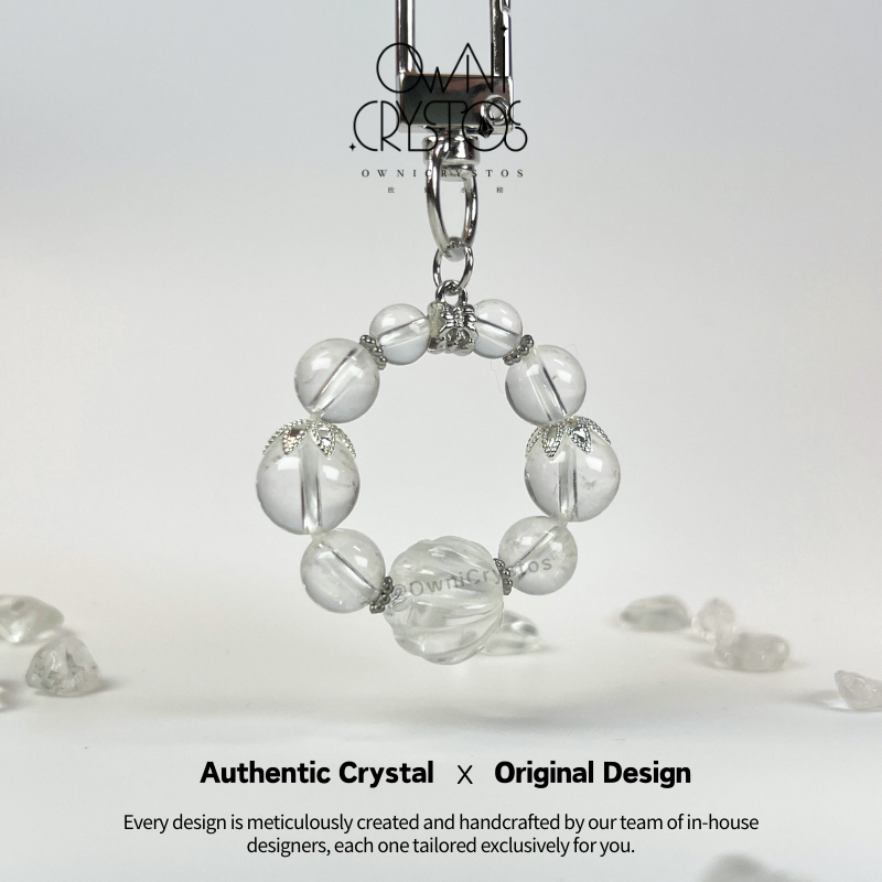 Nine Tail Fox Clear Quartz Natural Crystal KeyChain Bag Charm OwniCrystos FengShui Series