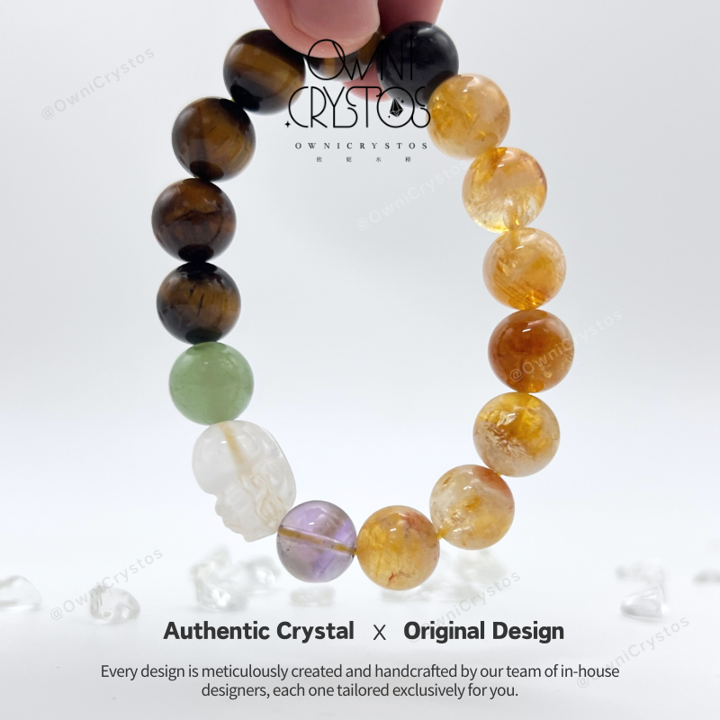 PiXiu Wealth Natural Crystal bracelet unisex Tiger Eyes Obsidian Amethyst Citrine