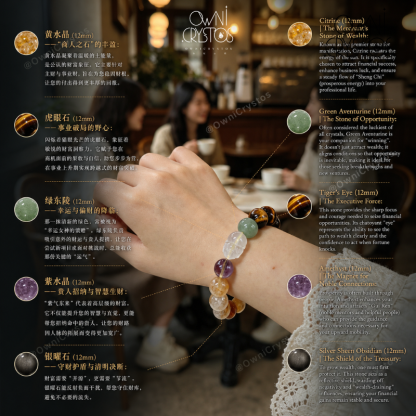 PiXiu Wealth Natural Crystal bracelet unisex Tiger Eyes Obsidian Amethyst Citrine