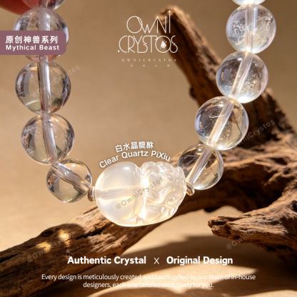 PiXiu Wealth Mantra Keeper Natural crystal bracelet unisex clear quartz