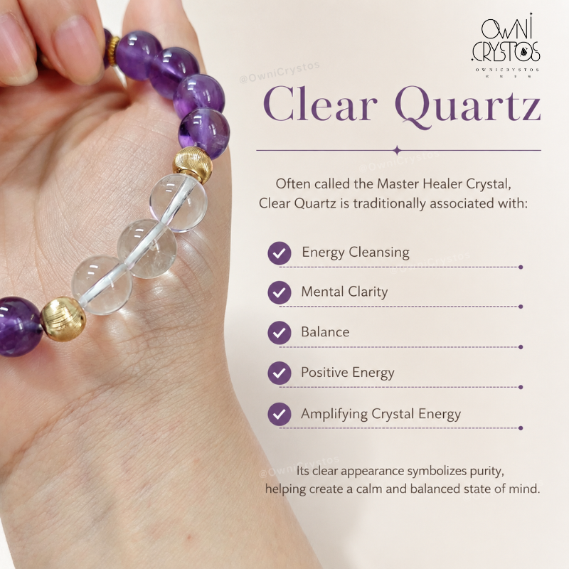Career Boost Natural crystal bracelet amethyst clear quartz for woman gift present
