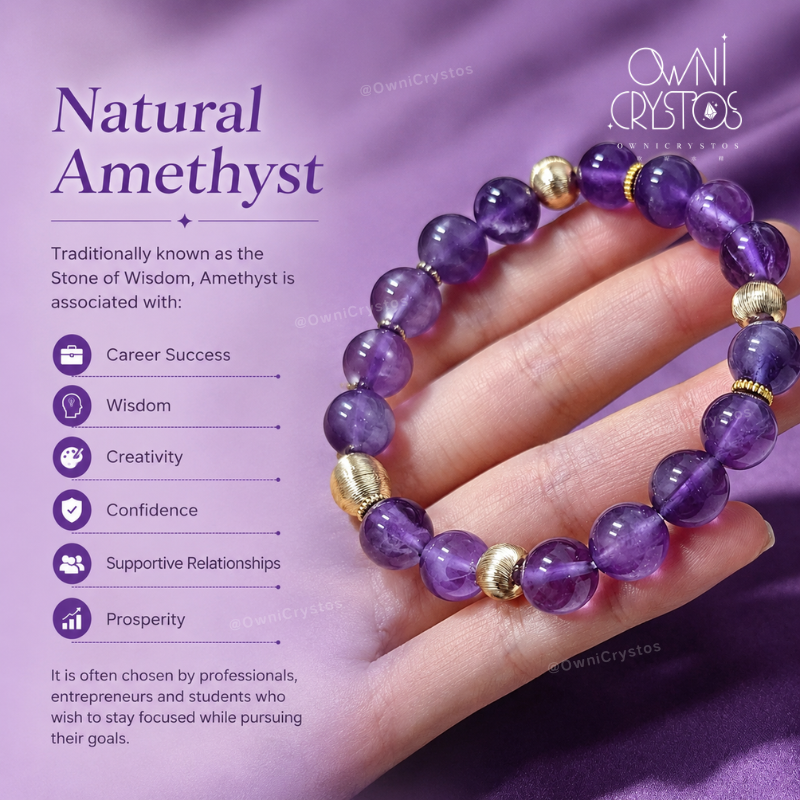 Career Boost Natural crystal bracelet amethyst clear quartz for woman gift present