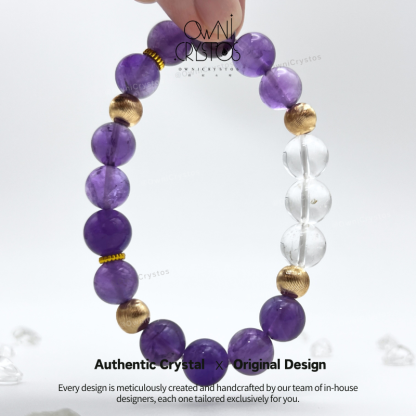 Career Boost Natural crystal bracelet amethyst clear quartz for woman gift present