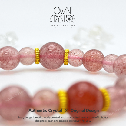 PiXiu Popularity Wealth fengshui natural crystal bracelet woman gift strawberry quartz