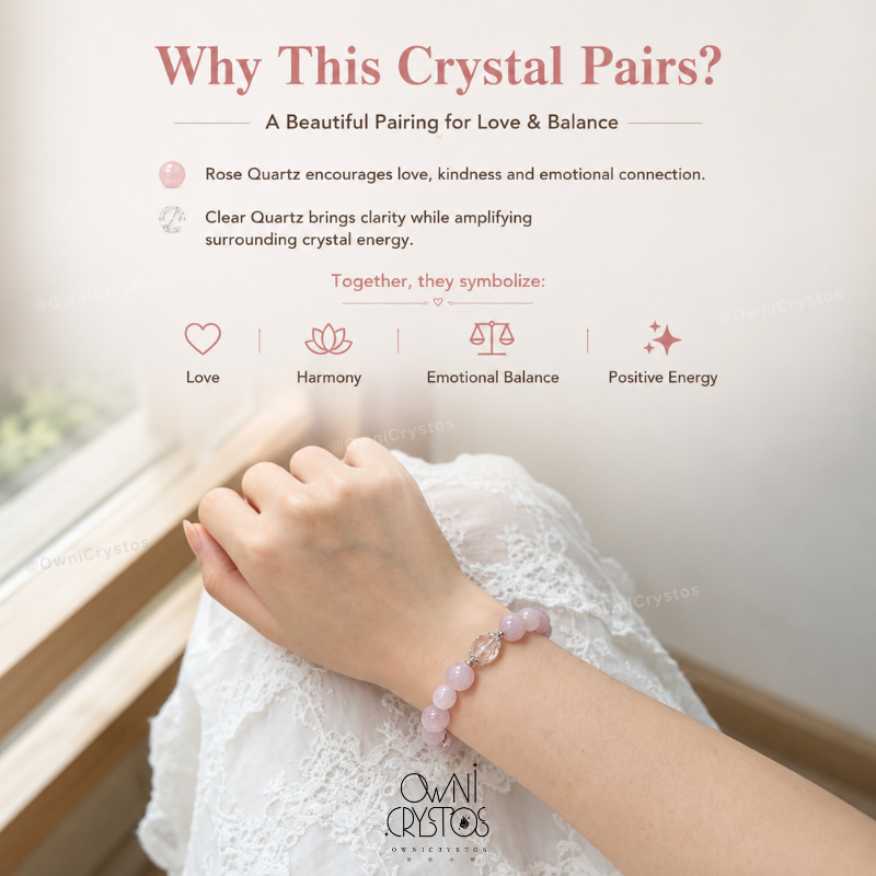 Love & Popularity Natural crystal clear rose quartz bracelet for woman gift present