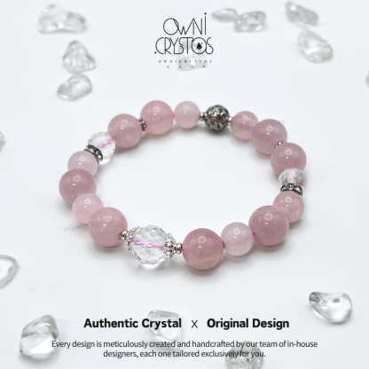 Love & Popularity Natural crystal clear rose quartz bracelet for woman gift present