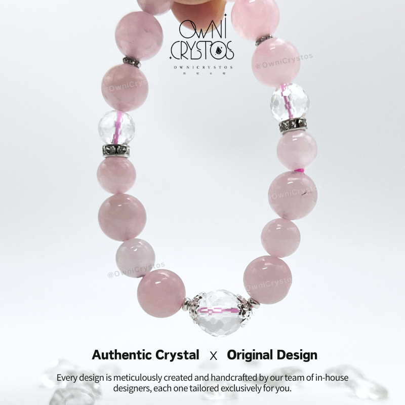 Love & Popularity Natural crystal clear rose quartz bracelet for woman gift present