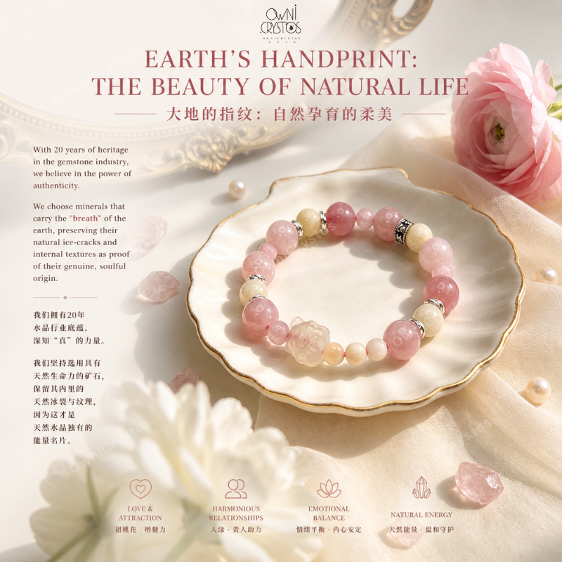 Nine Tail Fox Love Wealth Natural crystal bracelet for woman Rose quartz Agate
