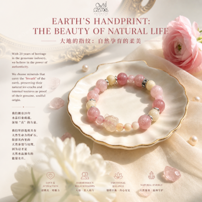 Nine Tail Fox Love Wealth Natural crystal bracelet for woman Rose quartz Agate