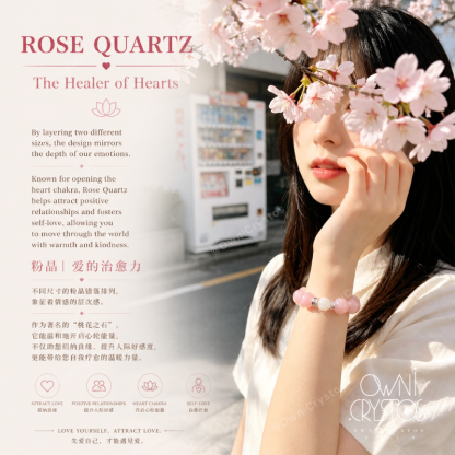 Nine Tail Fox Love Wealth Natural crystal bracelet for woman Rose quartz Agate