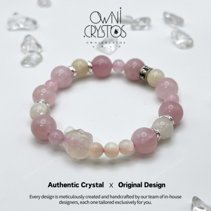 Nine Tail Fox Love Wealth Natural crystal bracelet for woman Rose quartz Agate