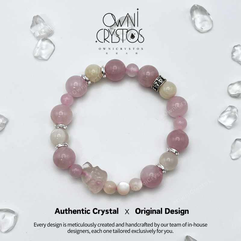 Nine Tail Fox Love Wealth Natural crystal bracelet for woman Rose quartz Agate